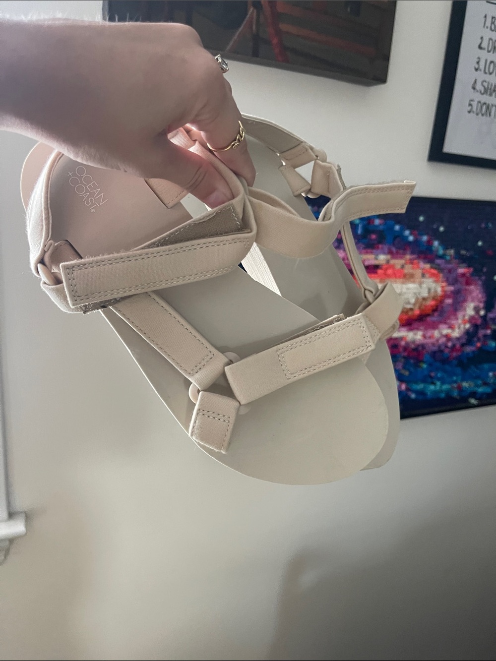 Ocean & Coast Neutral Beige Strappy Comfort Sandals for Women